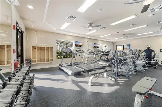 a view of a room with gym equipment