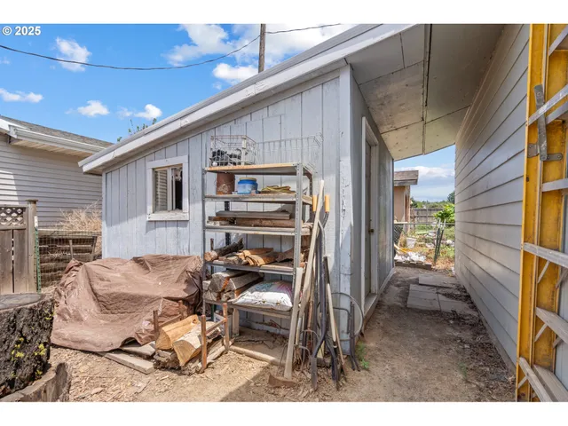 a aerial view of a house with a garden view