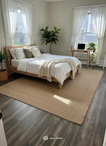 a room with a sink and a mirror