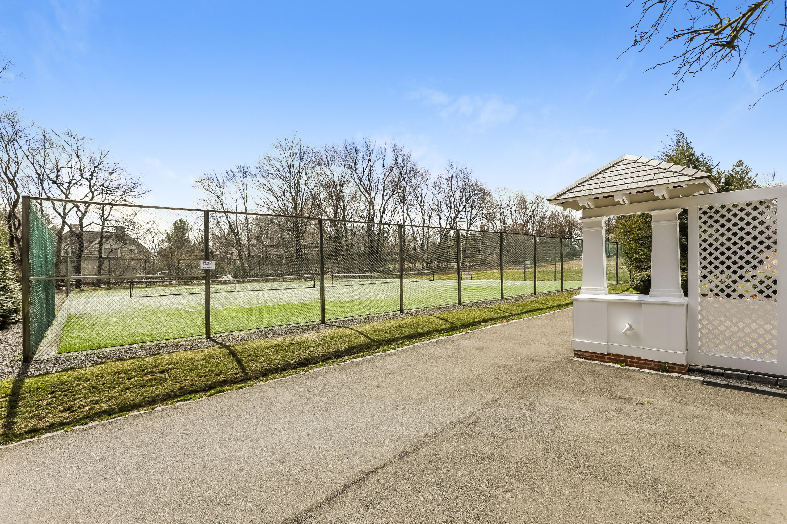 1 Shields Lane Darien, CT 06820 - Photo 36 of 41 a view of a house with backyard and a basket ball court