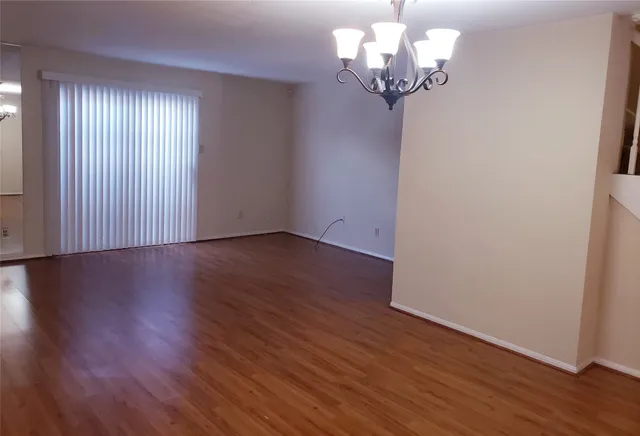 a view of a chandelier in a room