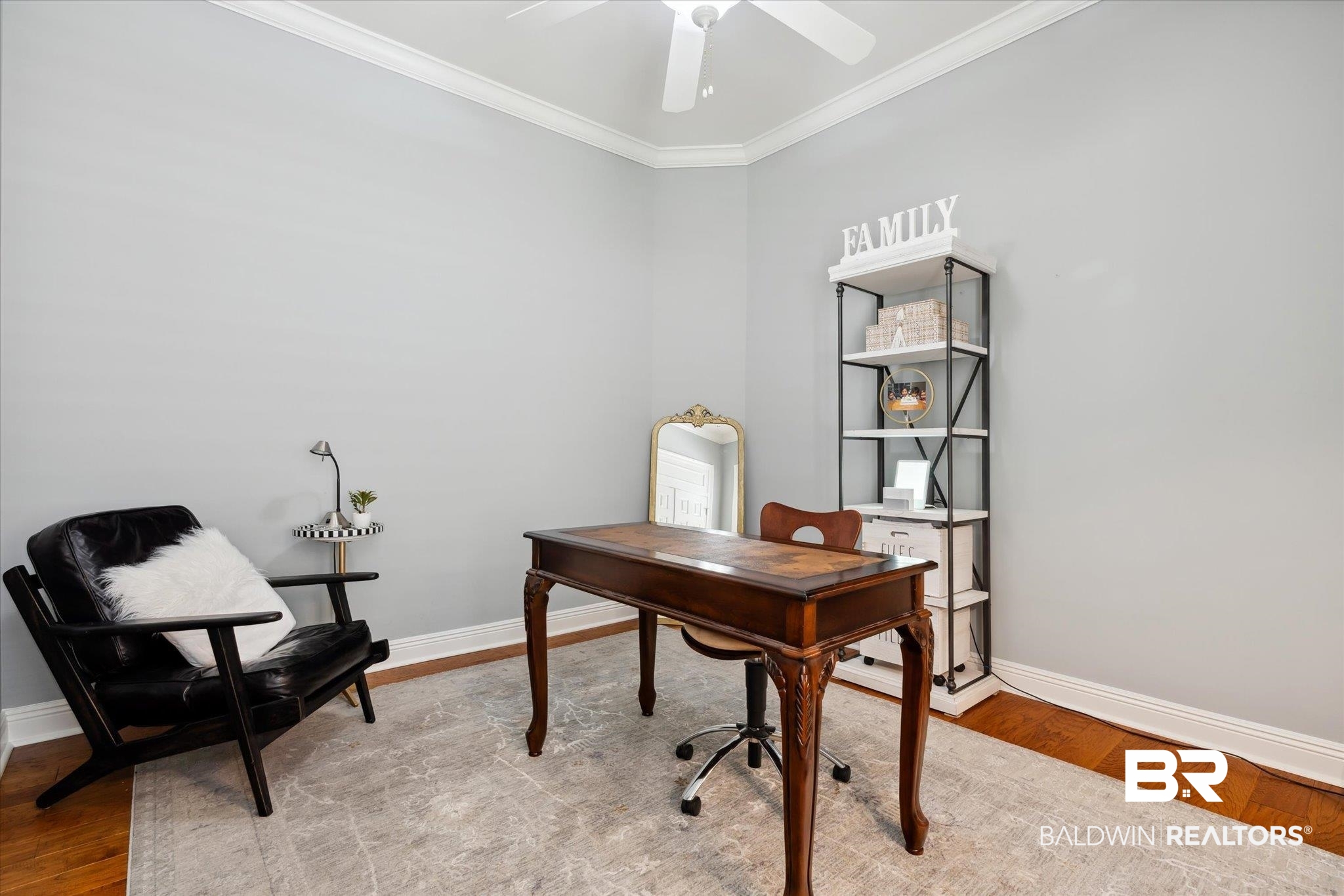804 Country Club Road Mobile, AL 36609 - Photo 47 of 63 Office with ornamental molding, ceiling fan, and light wood-type flooring