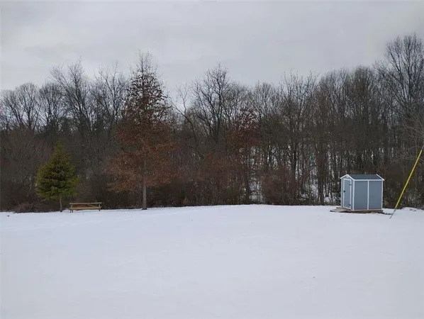 a view of a snow in a yard