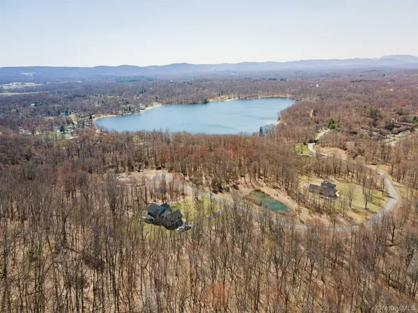 a view of lake and mountain