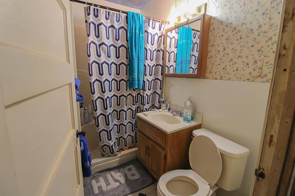 204 Roosevelt Hooks, TX 75561 - Photo 11 of 11 a bathroom with a toilet a sink and a shower curtain