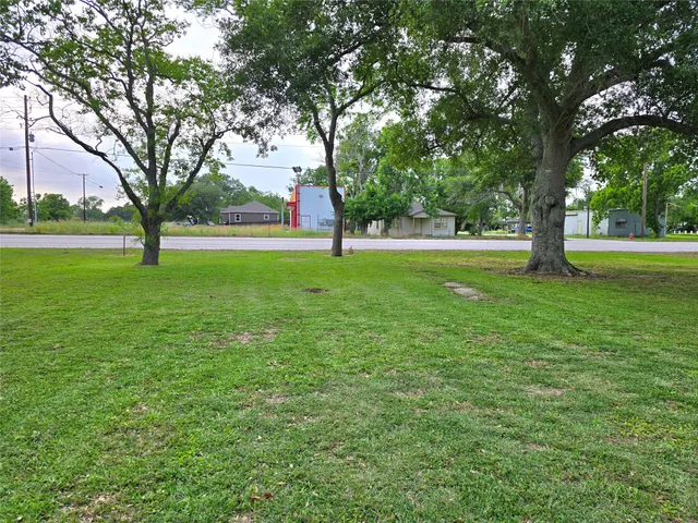 a view of yard with trees and grass