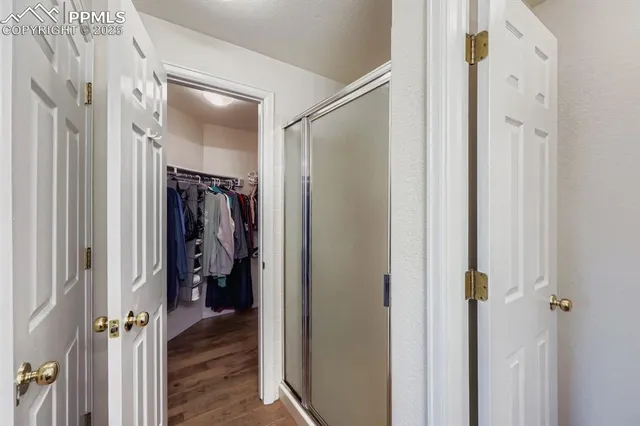 a view of a bathroom with a shower