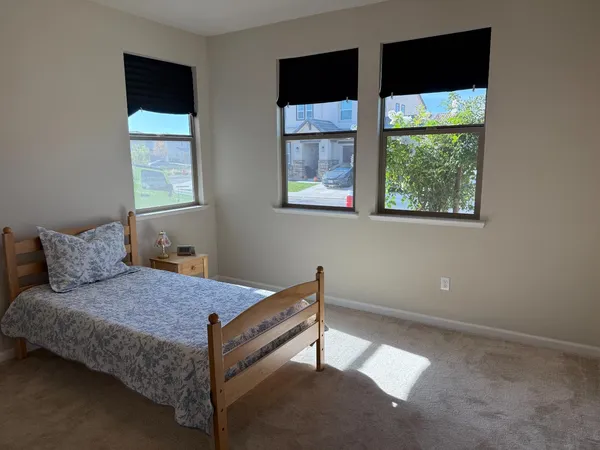 an empty room with windows