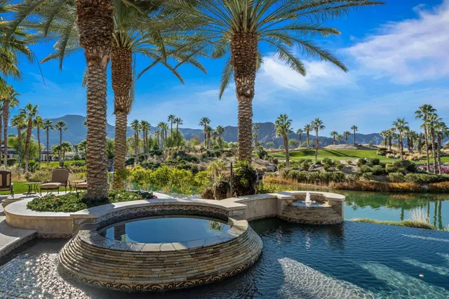 an aerial view of a house with a yard potted plants and large tree