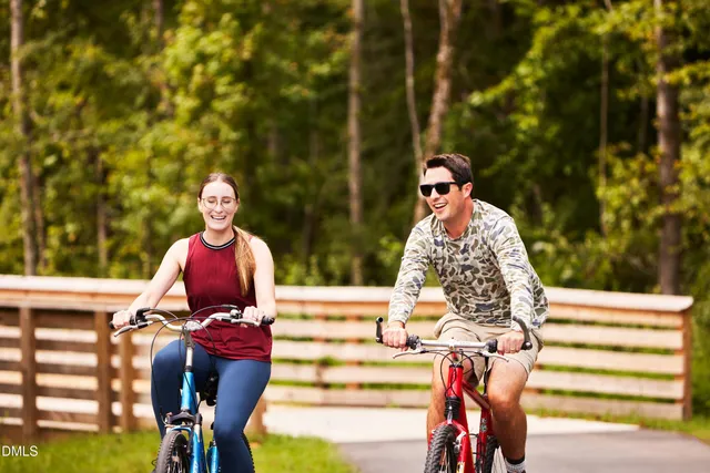 a view of a yard with wooden floor