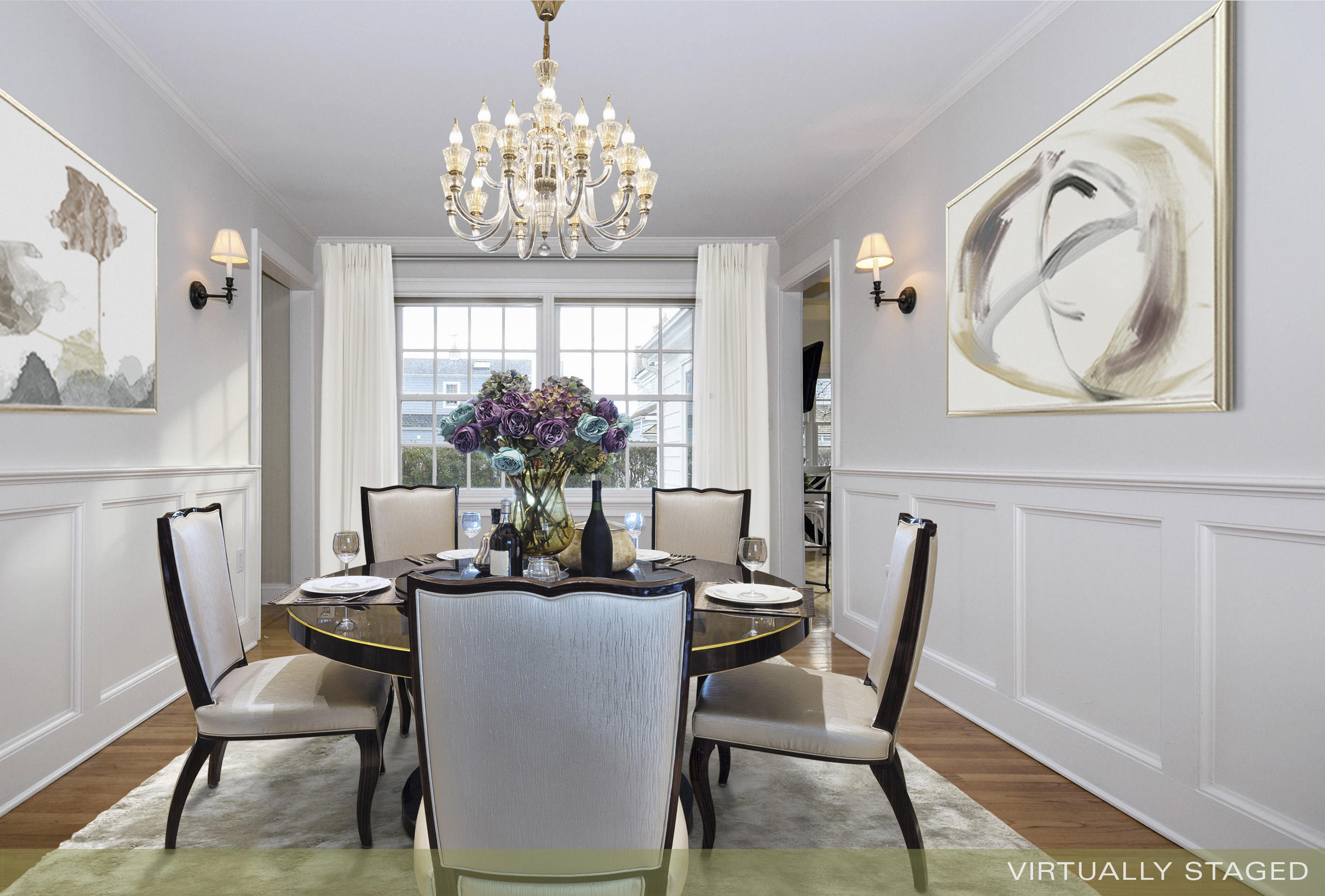 22 Meridian Road Rowayton, CT 06853 - Photo 12 of 25 a dining room with furniture a rug and a chandelier