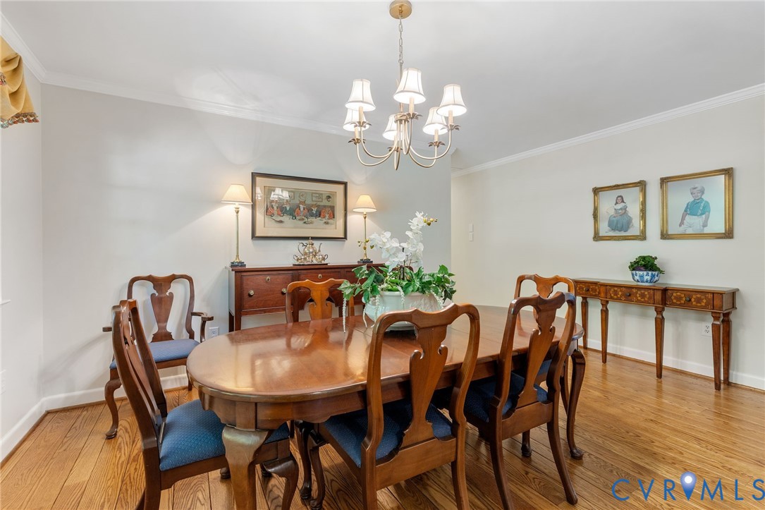 102 Raven Rock Road Henrico, VA 23229 - Photo 16 of 51 The Formal Dining Room with crown molding, chandel
