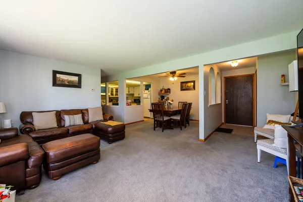a living room with furniture
