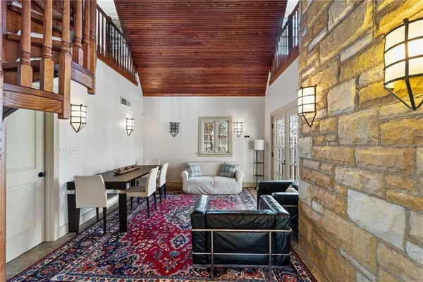 a living room with furniture