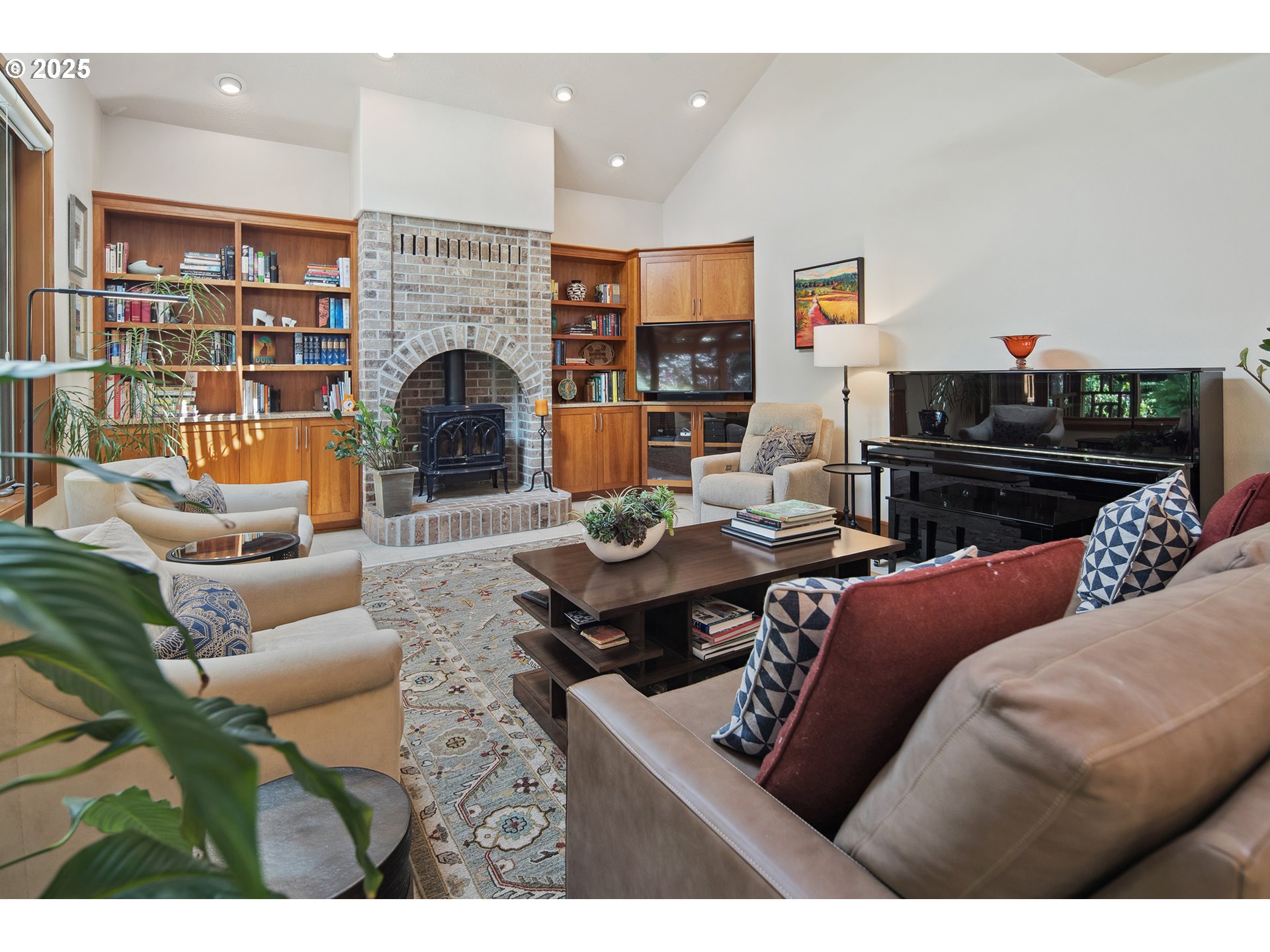 17514 Brookhurst Drive Lake Oswego, OR 97034 - Photo 13 of 37 a living room with furniture and a fireplace