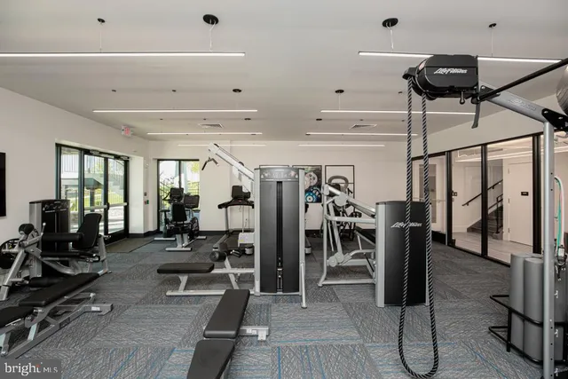 a view of a room with gym equipment