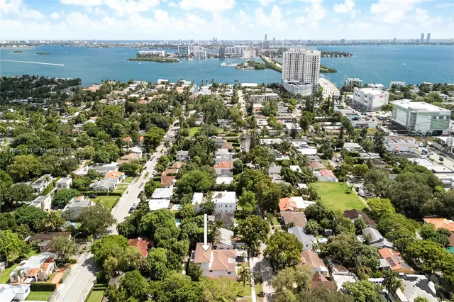 a view of a lake with a city