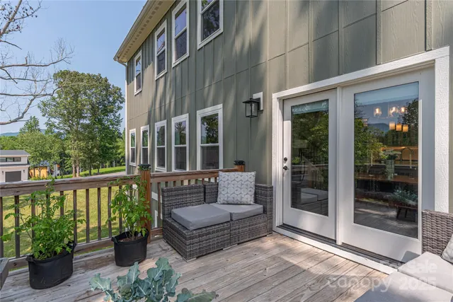 a view of a bench in the balcony