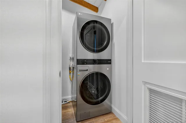 a utility room with dryer and washer