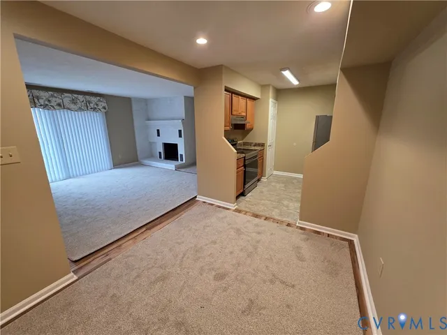 an empty room with windows