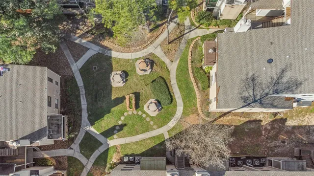 an aerial view of a house with outdoor space pool patio and outdoor seating