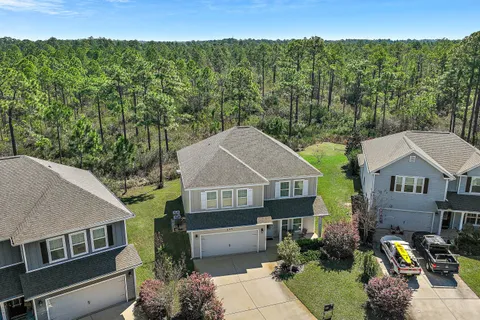 an aerial view of a house