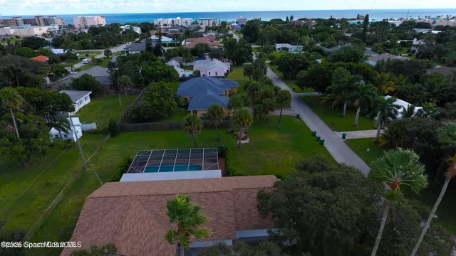 an aerial view of a house