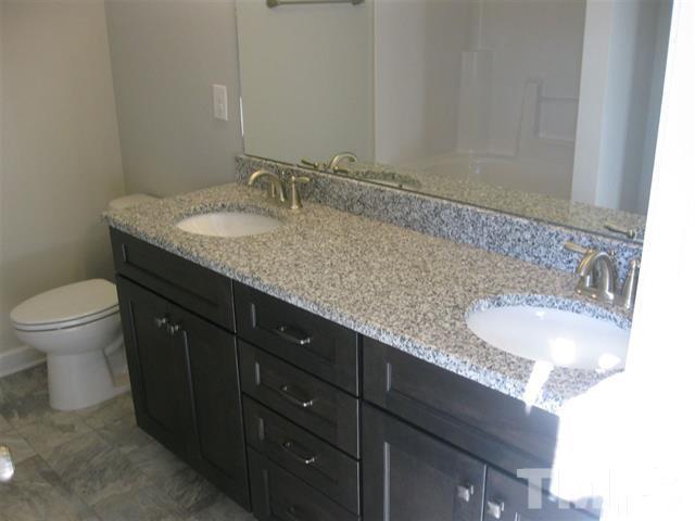 10894 Selma Road Middlesex, NC 27557 - Photo 9 of 12 a bathroom with a granite countertop sink a toilet and a mirror