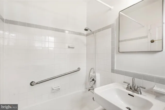 a street view with large trees