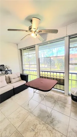 a view of a room with a window