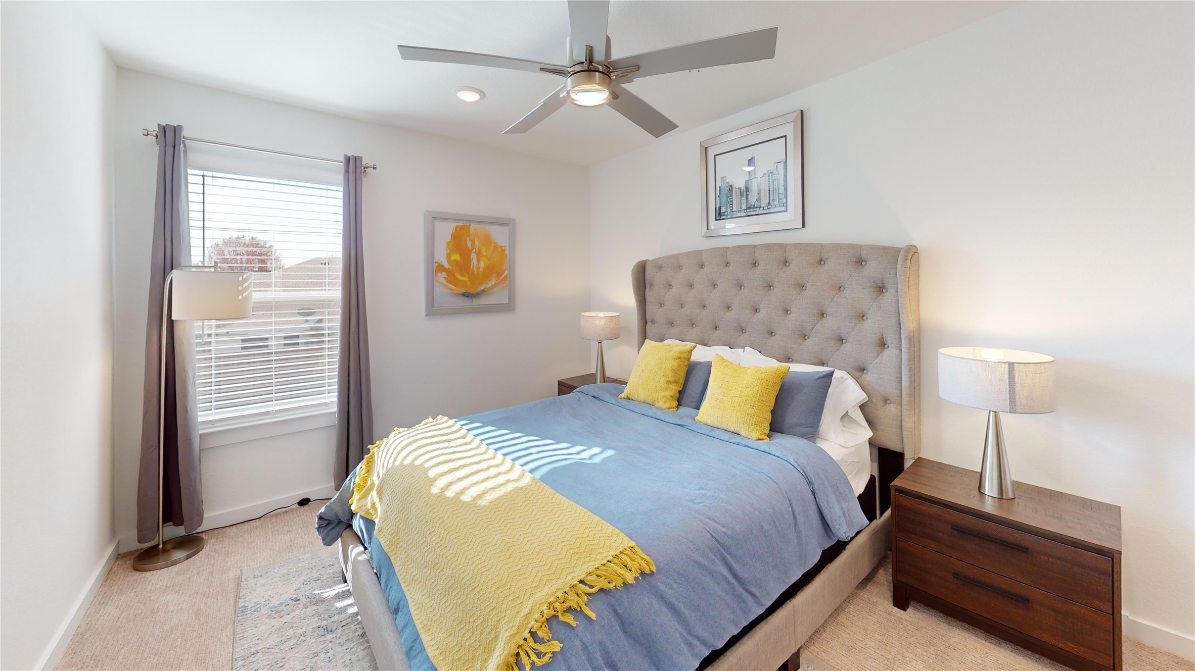 2906 ELLE Drive Grand Prairie, TX 75052 - Photo 36 of 47 a bedroom with a bed and a lamp