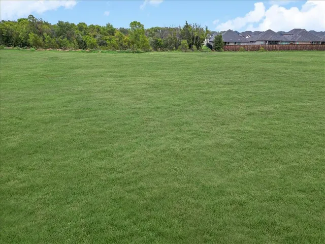 a view of a field with an ocean
