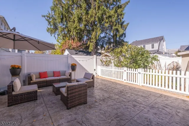 a building outdoor space with patio furniture