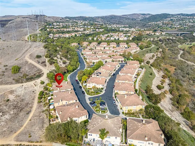 an aerial view of a garden