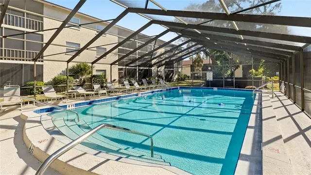 a view of a building with a bunch of flowers