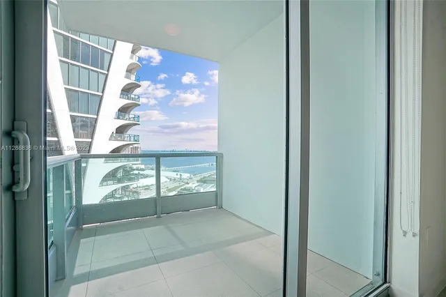 a view of a glass door with a glass door