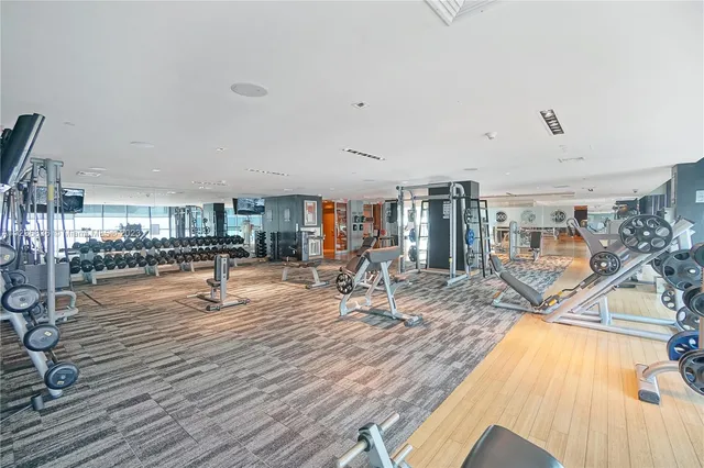 a view of a room with gym equipment