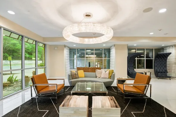 a living room with furniture