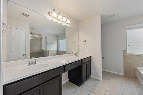 a bathroom with a bathtub