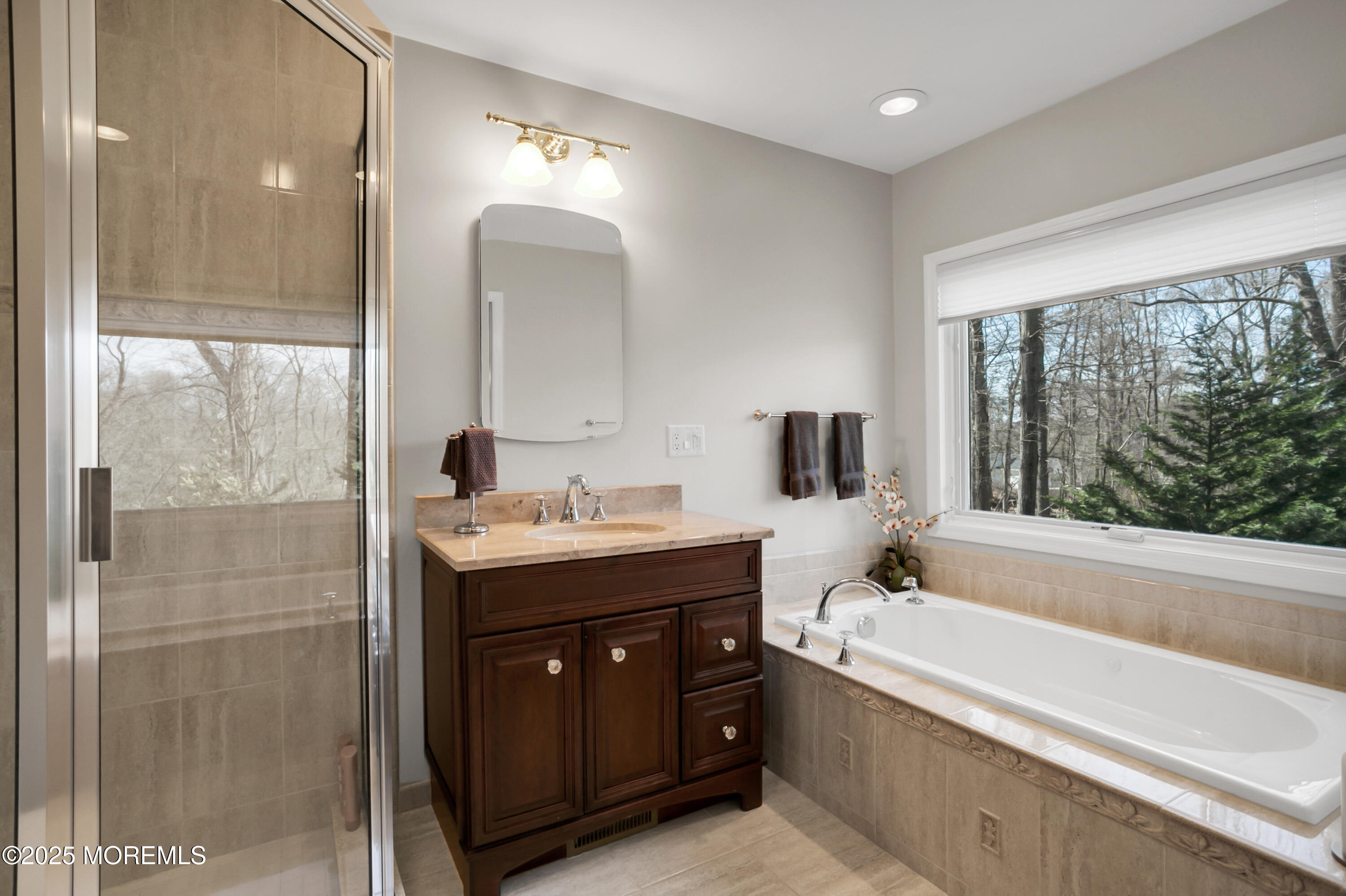 59 Doherty Drive Middletown, NJ 07748 - Photo 30 of 48 a bathroom with a granite countertop sink mirror and bathtub