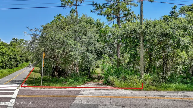 a view of a pathway with a park