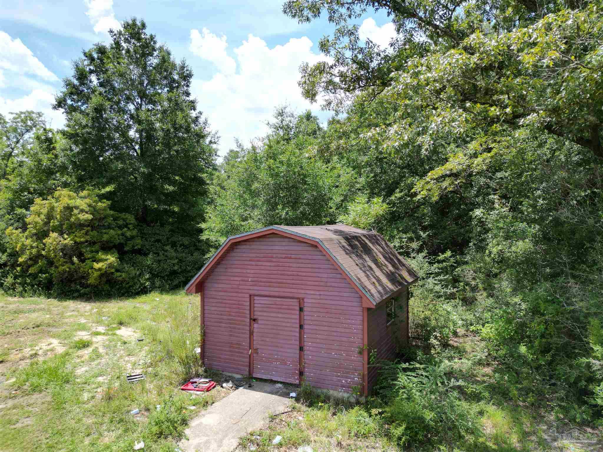 5031 Molino Road Molino, FL 32577 - Photo 35 of 37 a view of backyard with potted plants and large tree