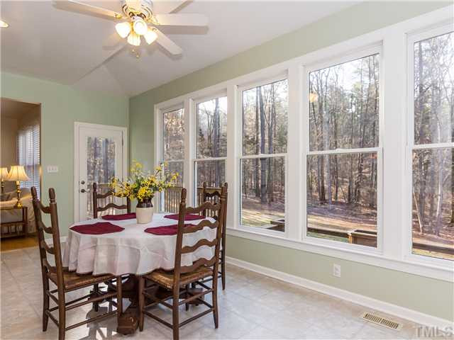 596 Eagle Point Road Pittsboro, NC 27312 - Photo 12 of 25 What a view! The breakfast nook is spacious and offers a wonderful view of the backyard and deck area. Breakfast Area
