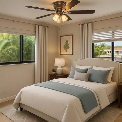 a bedroom with bed and window