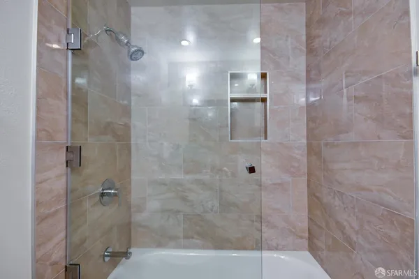 a view of balcony with furniture