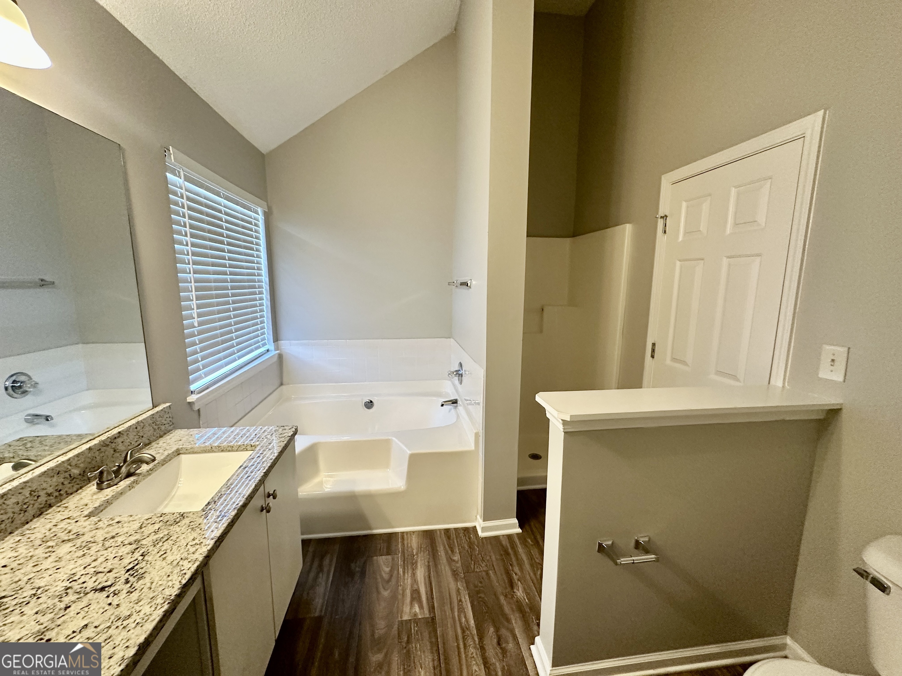 3763 Waldrop Hills Drive Decatur, GA 30034 - Photo 24 of 31 a bathroom with a granite countertop sink a toilet and bathtub