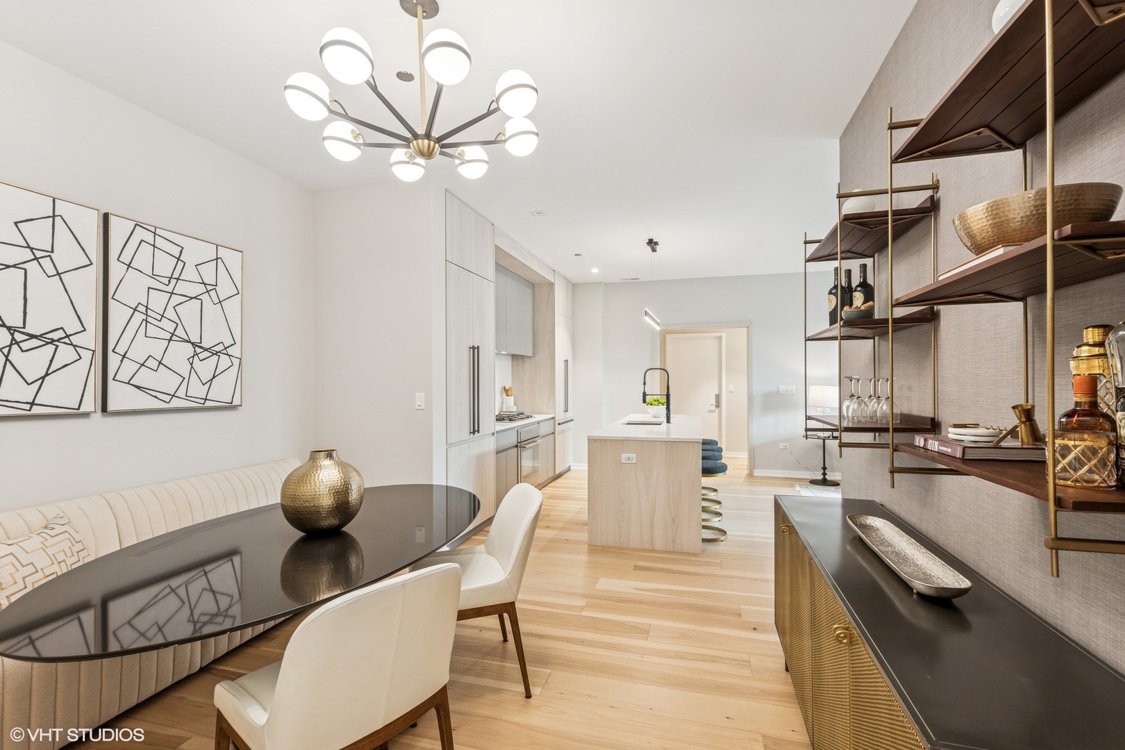 1400 West Monroe Street, Unit 4F Chicago, IL 60607 - Photo 12 of 22 a view of a dining room with furniture and wooden floor