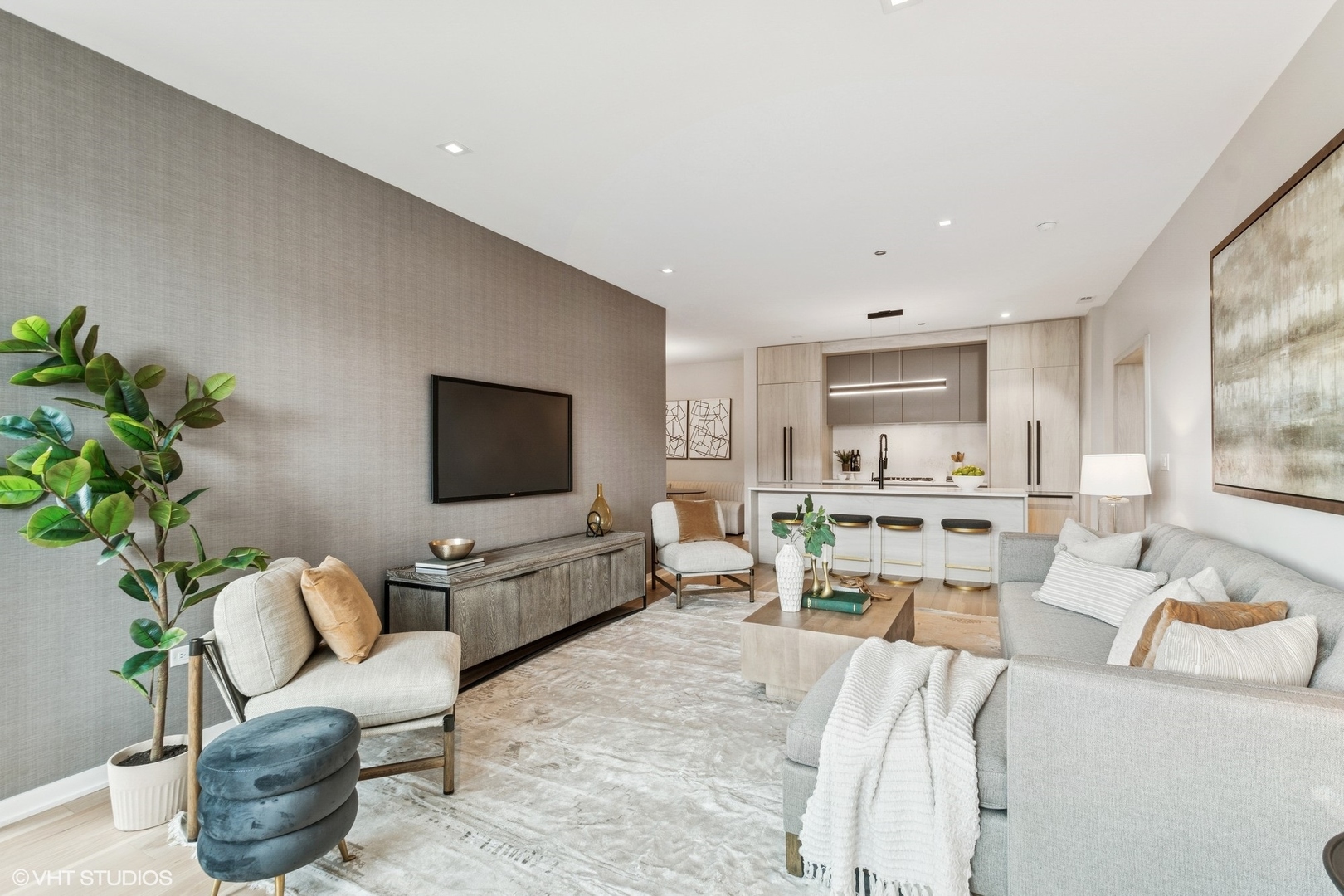 1400 West Monroe Street, Unit 4F Chicago, IL 60607 - Photo 7 of 22 a living room with furniture or couch and a flat screen tv