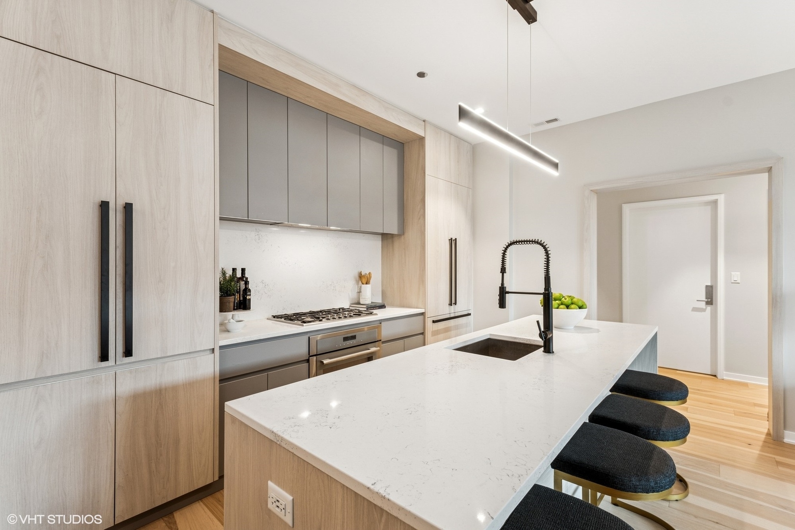 1400 West Monroe Street, Unit 4F Chicago, IL 60607 - Photo 9 of 22 a kitchen with sink a stove and refrigerator