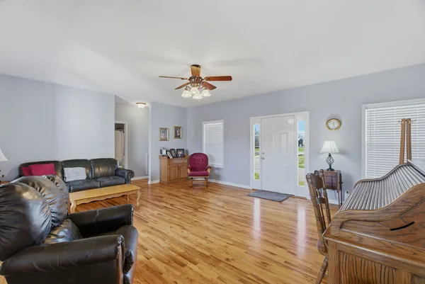 a living room with furniture